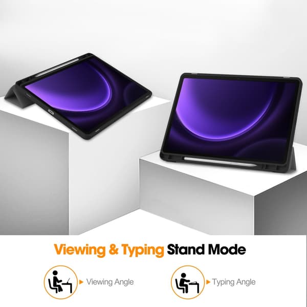SKALO Samsung Tab S9/S9 FE Trifold Flip Cover - Grå