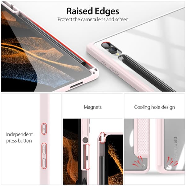DUX DUCIS Samsung Tab S9 Ultra TOBY Series Trifold Suojakotelo - Vaaleanpunainen