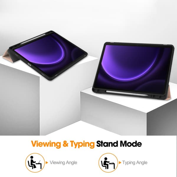SKALO Samsung Tab S9/S9 FE Trifold Suojakotelo - Ruusukulta