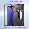 Pikkukuva 4 / 11: SKALO Samsung Tab S9 Ultra Extra Shockproof Armor 360 Kahva/Tripod Suojakuori - Musta