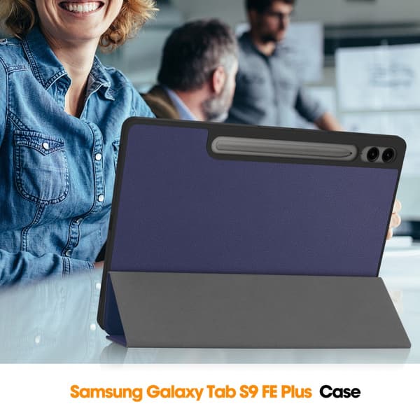SKALO Samsung Tab S9+/S9 FE+ Trifold Flip Cover - Mørkeblå