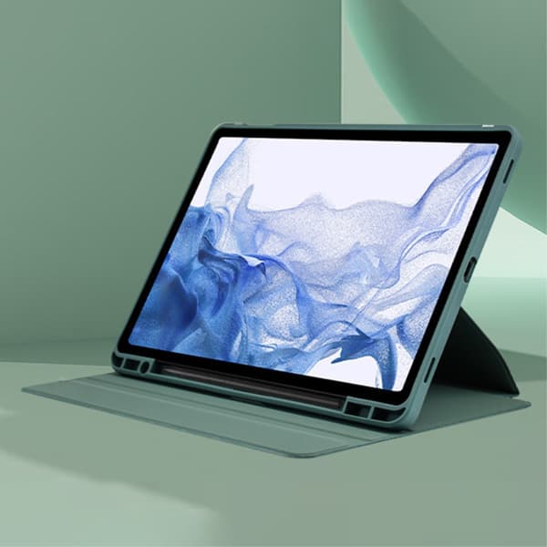 SKALO Samsung Tab S9+/S9+ FE 360 PU-læder Flip Cover - Lyseblå
