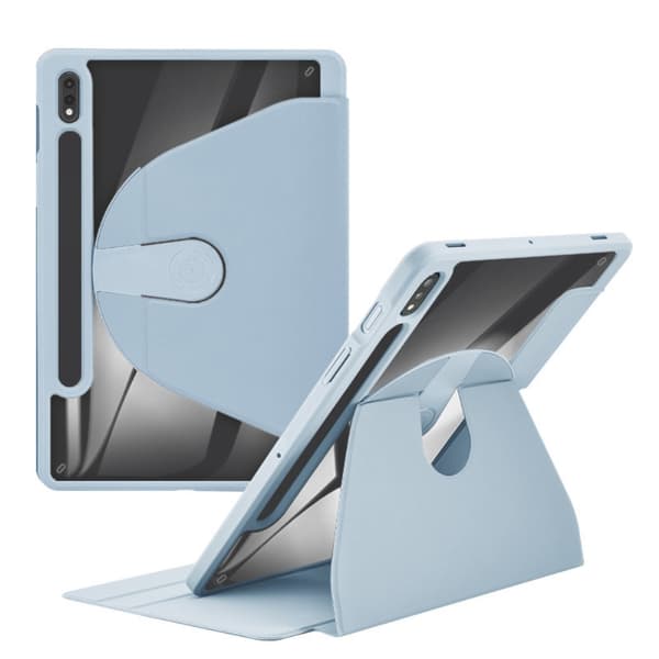 SKALO Samsung Tab S9+/S9+ FE 360 PU-læder Flip Cover - Lyseblå