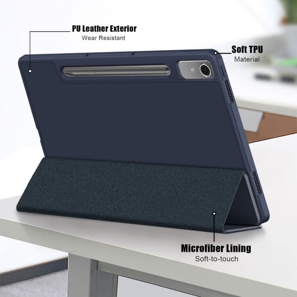 SKALO Lenovo Tab P12 Trifold Flip Cover - Mørkeblå