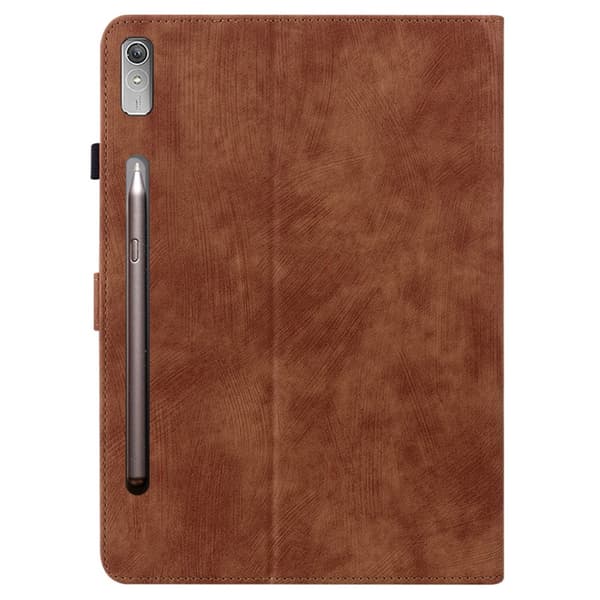 SKALO Lenovo Tab P12 Cute Tiger PU-læder Flip Cover - Brun