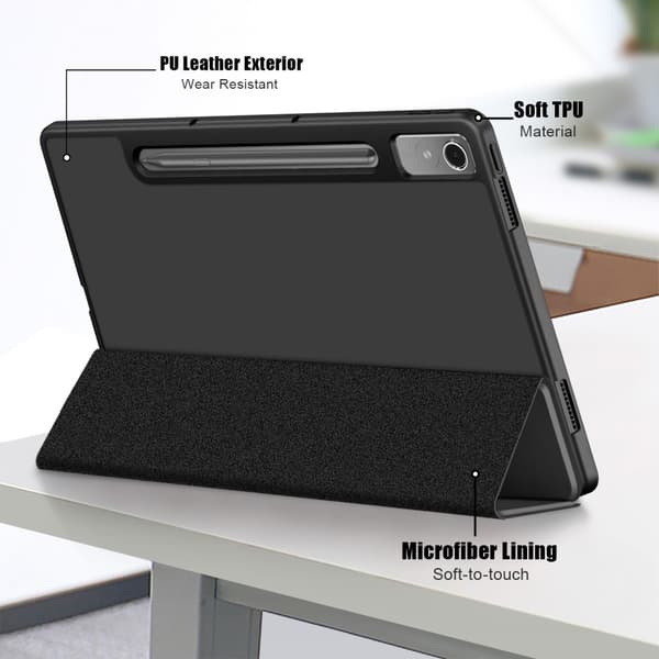 SKALO Lenovo Tab P12 Trifold Suojakotelo - Musta