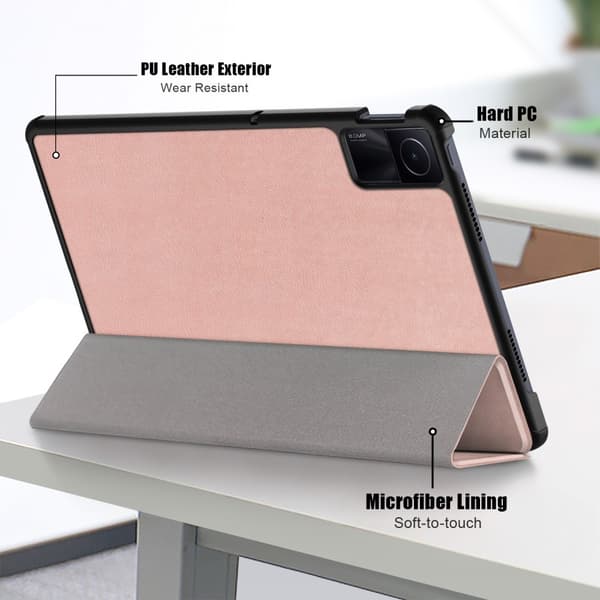 SKALO Xiaomi Redmi Pad SE Trifold Flip Cover - Rosa guld