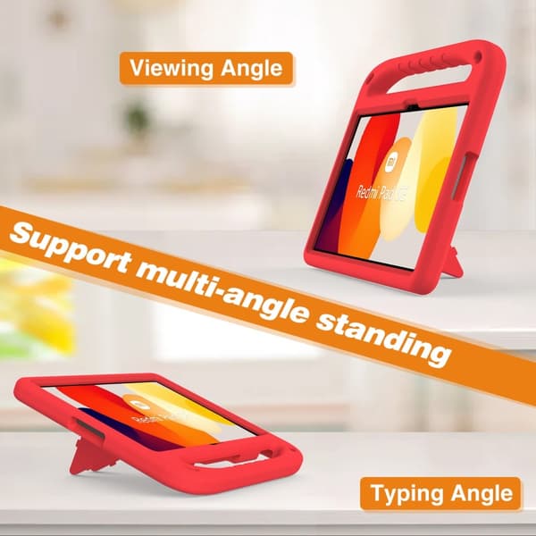 SKALO Xiaomi Redmi Pad SE Barnskal med handtag och ställ - Röd