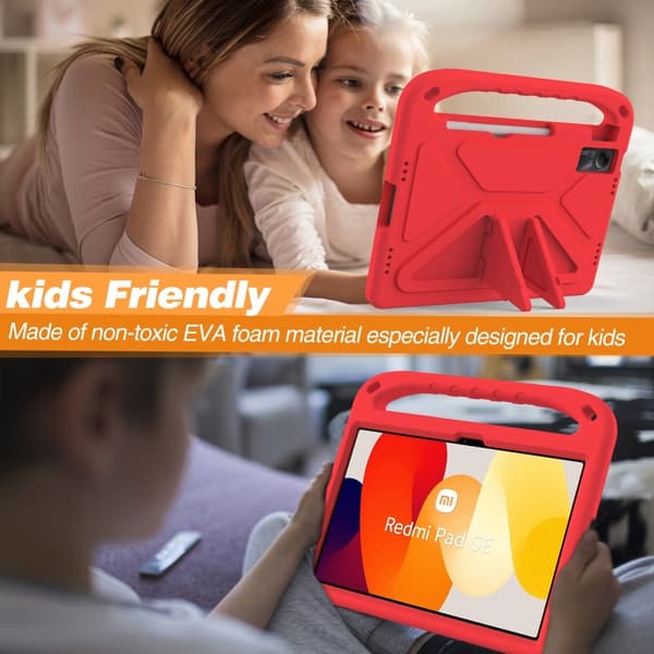 SKALO Xiaomi Redmi Pad SE Barnskal med handtag och ställ - Röd