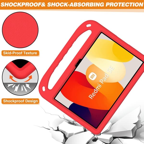SKALO Xiaomi Redmi Pad SE Barnskal med handtag och ställ - Röd
