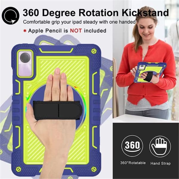 SKALO Xiaomi Redmi Pad SE Extra Shockproof Armor 360 Kahva/Tripod Suojakuori - Sininen