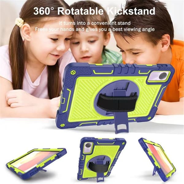 SKALO Xiaomi Redmi Pad SE Extra Shockproof Armor 360 Kahva/Tripod Suojakuori - Sininen