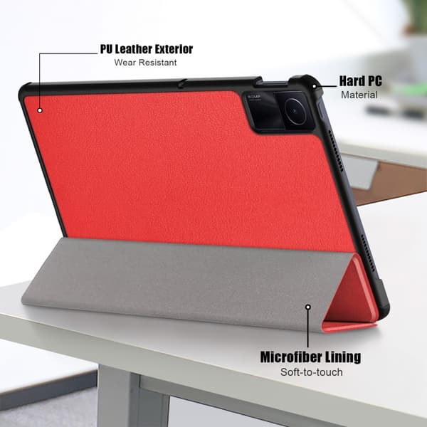 SKALO Xiaomi Redmi Pad SE Trifold Flip Cover - Rød