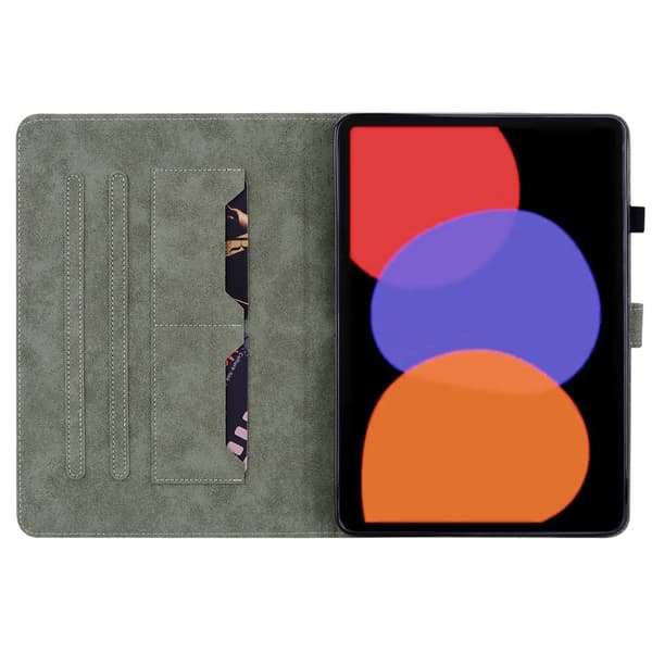 SKALO Xiaomi Pad 6 Cute Tiger PU-læder Flip Cover - Grøn