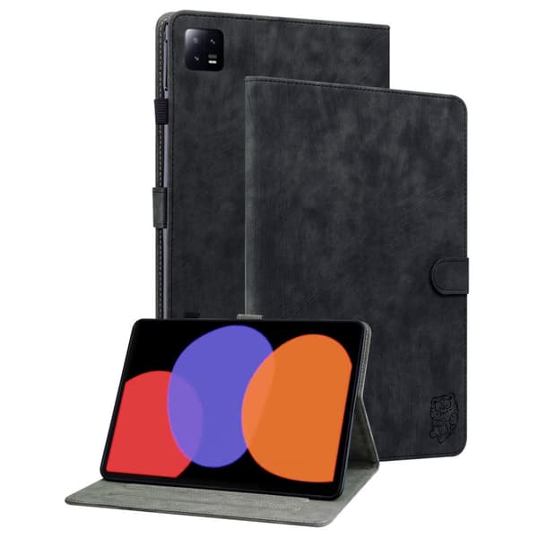 SKALO Xiaomi Pad 6 Cute Tiger PU-nahkainen Lompakkokotelo - Musta