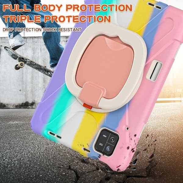 SKALO Xiaomi Pad 6 Extra Shock Resistant Armor Rengas kuori olkahihnalla - Rainbow