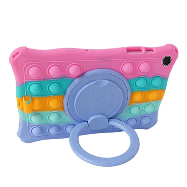 SKALO Samsung Tab A9+ Stöttåligt Armor Popit Silikon Skal - Rainbow
