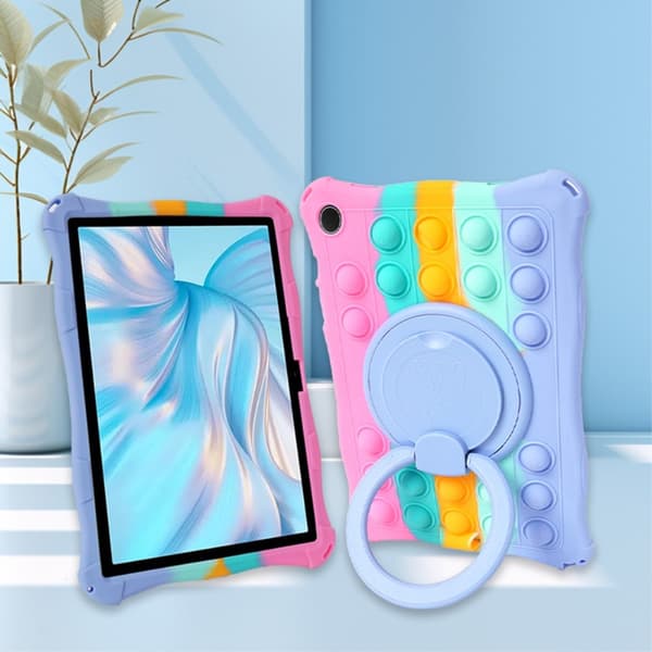SKALO Samsung Tab A9+ Stöttåligt Armor Popit Silikon Skal - Rainbow