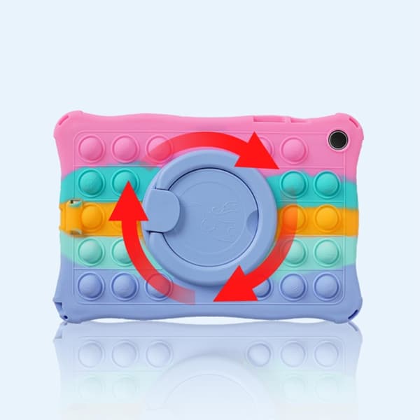 SKALO Samsung Tab A9+ Stöttåligt Armor Popit Silikon Skal - Rainbow