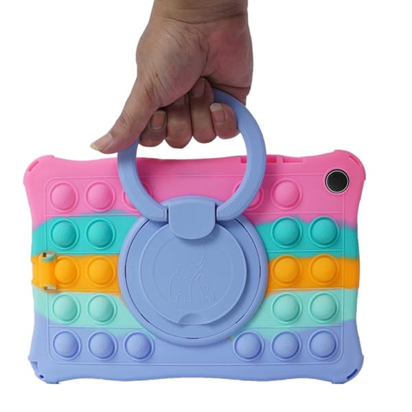 SKALO Samsung Tab A9+ Stöttåligt Armor Popit Silikon Skal - Rainbow