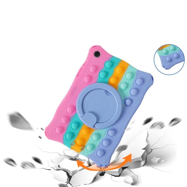 SKALO Samsung Tab A9+ Stöttåligt Armor Popit Silikon Skal - Rainbow