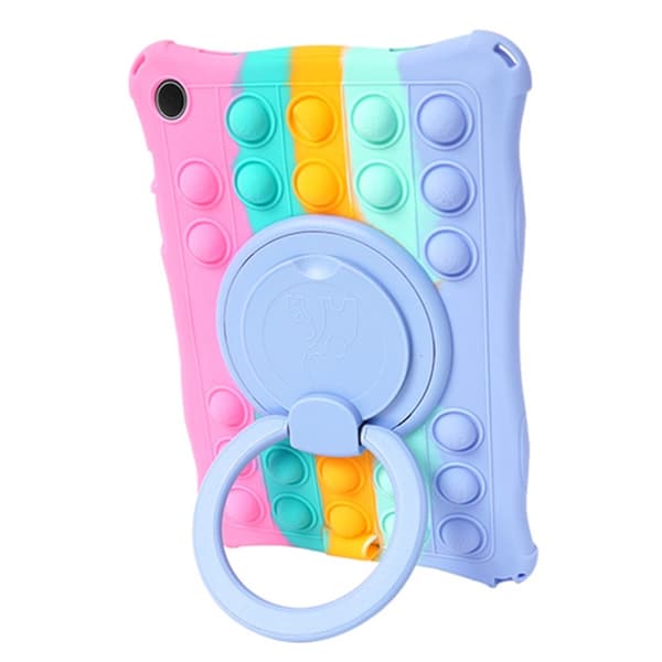SKALO Samsung Tab A9+ Stöttåligt Armor Popit Silikon Skal - Rainbow
