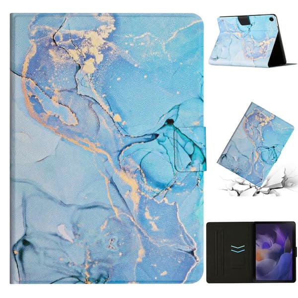 SKALO Samsung Tab A9 Marmor Flip Cover - Blå