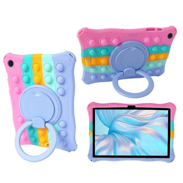 SKALO Samsung Tab A9 Stöttåligt Armor Popit Silikon Skal - Rainbow