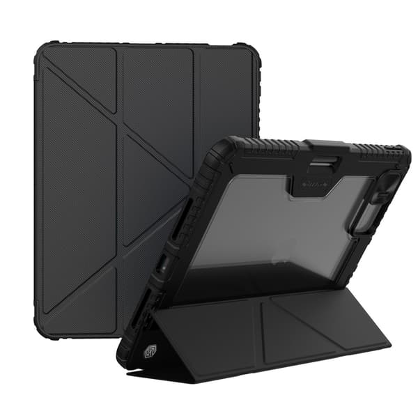 NILLKIN iPad Pro 11 (2024) Trifold-etui med gennemsigtig bagside - Sort