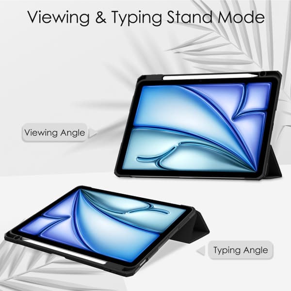 SKALO iPad Air 11 (2024) Trifold Etui med gennemsigtig bagside - Sort