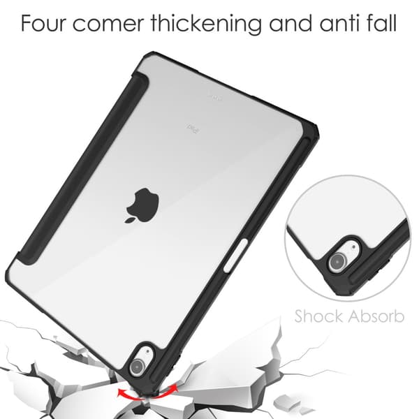 SKALO iPad Air 11 (2024) Trifold Etui med gennemsigtig bagside - Sort