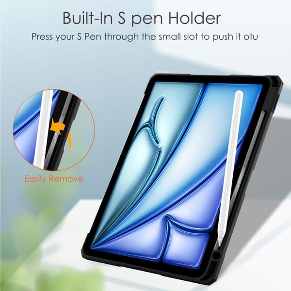 SKALO iPad Air 11 (2024) Trifold Etui med gennemsigtig bagside - Sort