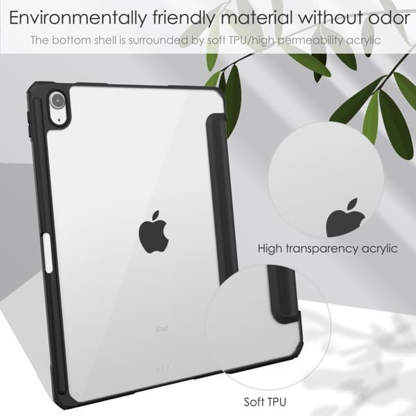 SKALO iPad Air 11 (2024) Trifold Etui med gennemsigtig bagside - Sort