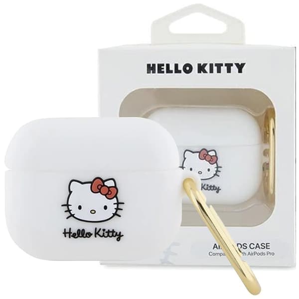 Hello Kitty Silikon 3D Kitty Head Case for AirPods Pro - Hvit