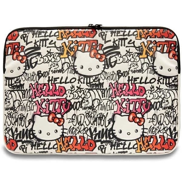 Hello Kitty PU metalllogoetui for 14" bærbar PC - Beige