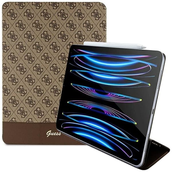 Guess GUCCP12PS4SGW-deksel til iPad Pro 12.9 - Brun 4G Stripe Allover