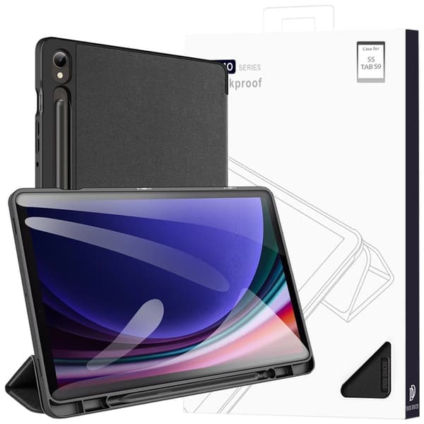 Dux Ducis Domo klaff og smart soveveske til Samsung Galaxy Tab S9 - svart