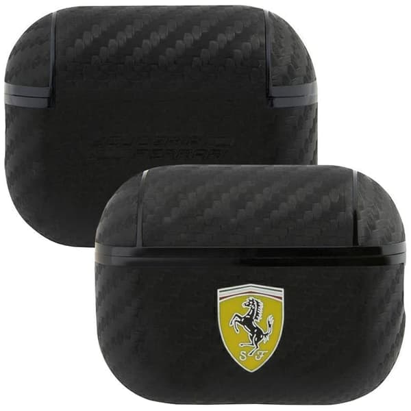 Ferrari FESAP2CABK-deksel for AirPods Pro 2-deksel - svart On Track PU Carbon