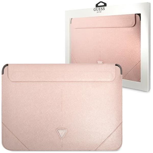 Guess Sleeve GUCS16PSATLP 16 rosa/rosa Saffiano Triangle Logo