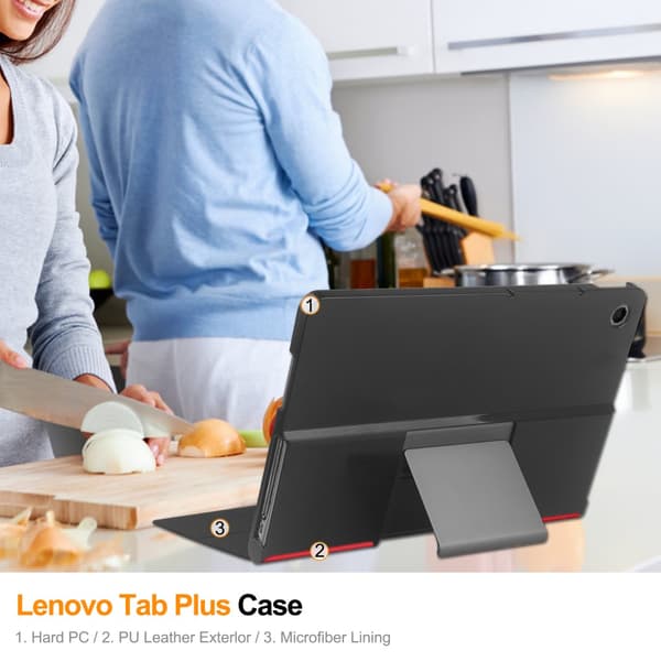 SKALO Lenovo Tab Plus 11.5" Duofold PU-Läder Fodral - Röd
