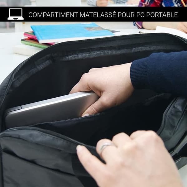 WAYTEX 71016 Laptopväska 17,3 tums dokumenthållare och fickor med dragkedja i vattentät nylonsvart