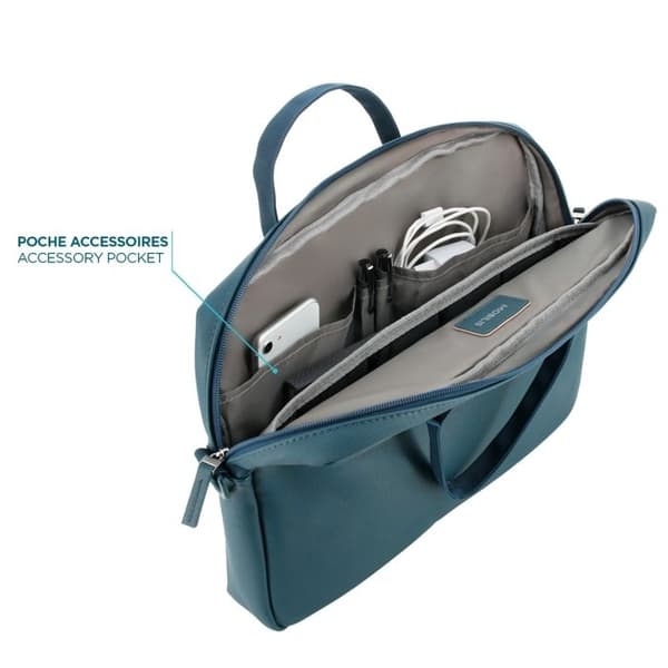 Laptopväska 11-14", PC/Surfplatta Axelväska, Kompatibel MacBook 13", Läderlook, Preussian Blue