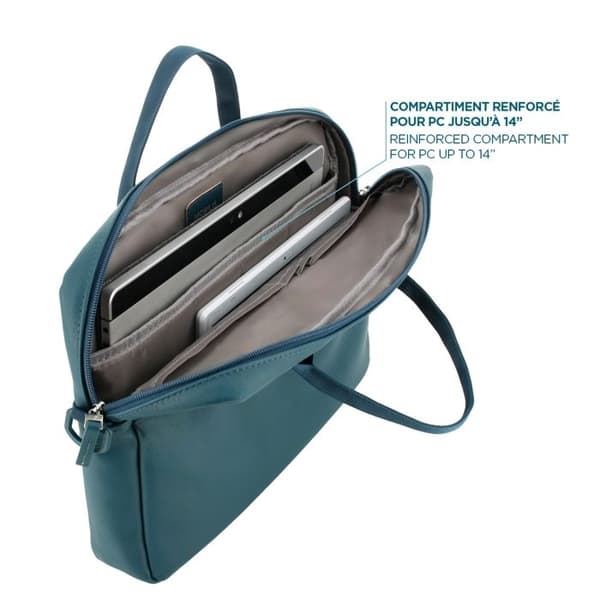 Laptopväska 11-14", PC/Surfplatta Axelväska, Kompatibel MacBook 13", Läderlook, Preussian Blue