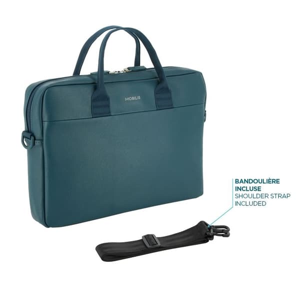Laptopväska 11-14", PC/Surfplatta Axelväska, Kompatibel MacBook 13", Läderlook, Preussian Blue
