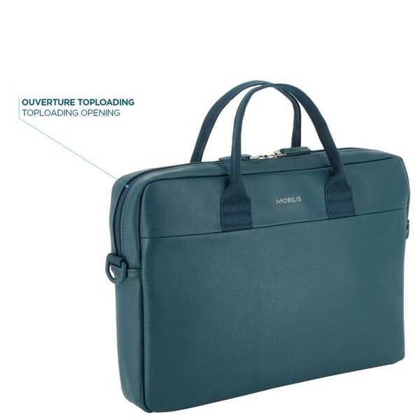 Laptopväska 11-14", PC/Surfplatta Axelväska, Kompatibel MacBook 13", Läderlook, Preussian Blue