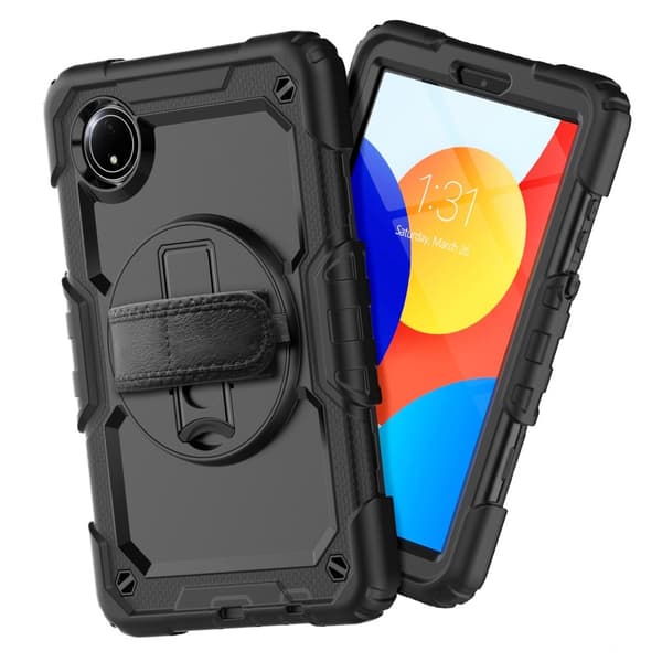SKALO Xiaomi Redmi Pad SE 8.7 Armor 360 kahva olkahihna+Näytönsuoja Kotelo - Musta
