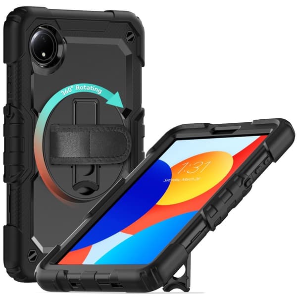 SKALO Xiaomi Redmi Pad SE 8.7 Armor 360 kahva olkahihna+Näytönsuoja Kotelo - Musta