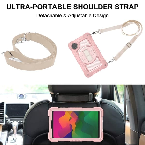 SKALO Xiaomi Redmi Pad SE 8.7 Extra Shockproof Armor 360 Kahva/Tripod Suojakuori - Ruusukulta