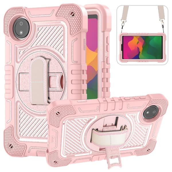 SKALO Xiaomi Redmi Pad SE 8.7 Extra Shockproof Armor 360 Kahva/Tripod Suojakuori - Ruusukulta