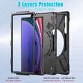 Pikkukuva 4 / 11: SKALO Samsung Tab S10 Ultra Extra Shockproof Armor 360 Kahva/Tripod Suojakuori - Musta